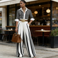 ⏳Limited-time 50% off⏰Women's Striped Shirt & Wide-Leg Pants 2-Piece Set👔👖