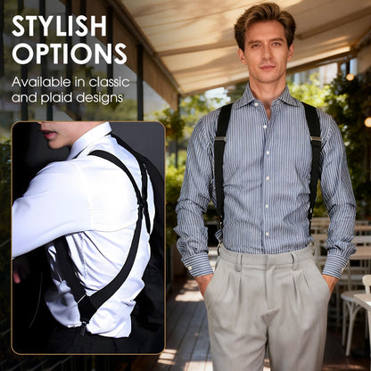 👔✅ 50% OFF! 🪩Men's X-Back Suspenders with Hook Clips – Adjustable & Heavy-Duty