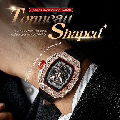 ⏳Limited-time 50% off⏰Men's Luxury barrel-shaped watch Rhinestone Embellished Watch⌚