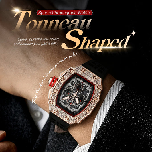 ⏳Limited-time 50% off⏰Men's Luxury barrel-shaped watch Rhinestone Embellished Watch⌚