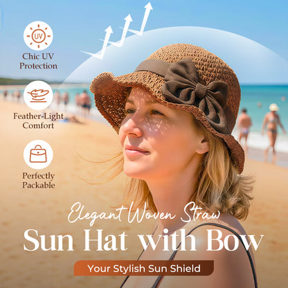 ⏳Limited-time 50% off⏰Elegant Woven Straw Sun Hat with Bow👒