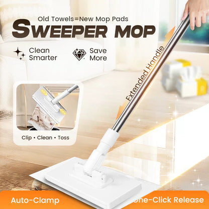⏳Limited-time 50% off⏰Flat Mop with Stainless Steel Handle, come with Reusable Washable Mop Cloths🏆