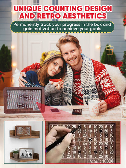 ⏳Limited-time 50% off⏰Retro Style Wooden Money Box with Counter Piggy Bank Handmade Saving Money Goal Piggy Bank