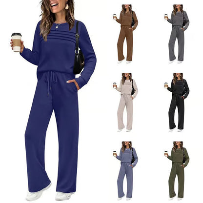 ⏳Limited-time 50% off⏰Women's Crew Neck Top & Drawstring Pants Set👚👖