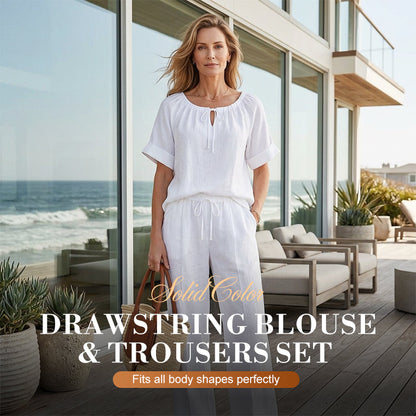 ⏳Limited-time 50% off⏰Women's Drawstring Top & Trousers 2-Piece Set👚👖