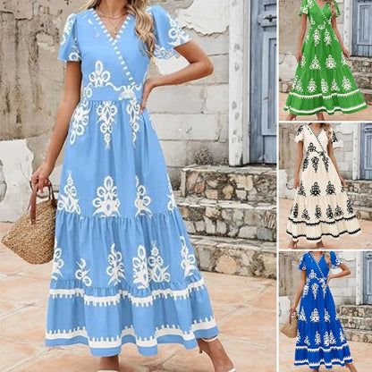 ⏳Limited-time 50% off⏰Women’s Casual V Neck Boho Maxi Dress👗