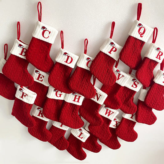 🌟🎄 Festive Christmas Must-Have! Cozy Knit Socks + Embroidered Candy Bag + Letter Stocking – Decor & Use in One!