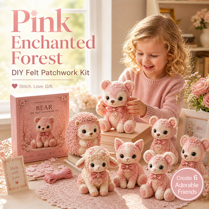 ⏳Limited-time 50% off⏰Pink Enchanted Forest DIY Felt Patchwork Kit🩷🧸🦌