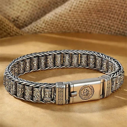 ⏳Limited-time 50% off⏰Tibetan Prayer Wheel Bracelet – 925 Sterling Silver, Lucky Charm & Valentine's Day Gift⛓️