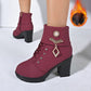 ⏳Time-limited Special⏰Women's Chunky Heeled Ankle Boots with Rhinestone Decor👠