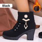 ⏳Time-limited Special⏰Women's Chunky Heeled Ankle Boots with Rhinestone Decor👠