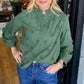 Women’s Loose Blouse with Ruffle Mock Neck