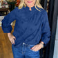 Women’s Loose Blouse with Ruffle Mock Neck