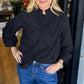 Women’s Loose Blouse with Ruffle Mock Neck