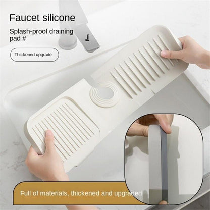 🚰💧 Kitchen Bathroom Faucet Sink Splash Guard Mat – Silicone Drip Catcher, Thickened Waterproof Drain Pad – 2 Sizes ✨