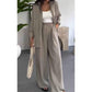 ⏳Limited-time 50% off⏰Womens Fashion Solid Color Loose Shirt Casual Wide Leg Trousers (2 Piece Set)👚👖