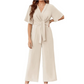 ⏳Limited-time 50% off⏰Women's Elegant V-Neck Wide Leg Waist Tie Jumpsuit👚👖👗
