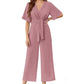 ⏳Limited-time 50% off⏰Women's Elegant V-Neck Wide Leg Waist Tie Jumpsuit👚👖👗