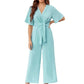 ⏳Limited-time 50% off⏰Women's Elegant V-Neck Wide Leg Waist Tie Jumpsuit👚👖👗