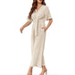 ⏳Limited-time 50% off⏰Women's Elegant V-Neck Wide Leg Waist Tie Jumpsuit👚👖👗