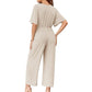 ⏳Limited-time 50% off⏰Women's Elegant V-Neck Wide Leg Waist Tie Jumpsuit👚👖👗