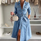 ⏳Limited-time 50% off⏰Women's Button Down Long Sleeve Denim Dress👗