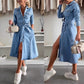 ⏳Limited-time 50% off⏰Women's Button Down Long Sleeve Denim Dress👗