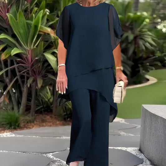 ⏳Limited-time 50% off⏰Charming Irregular Top & Wide Leg Pants Set👚👖