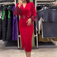 ⏳Limited-time 50% off⏰Women’s Elegant V-neck Dress in Red👗