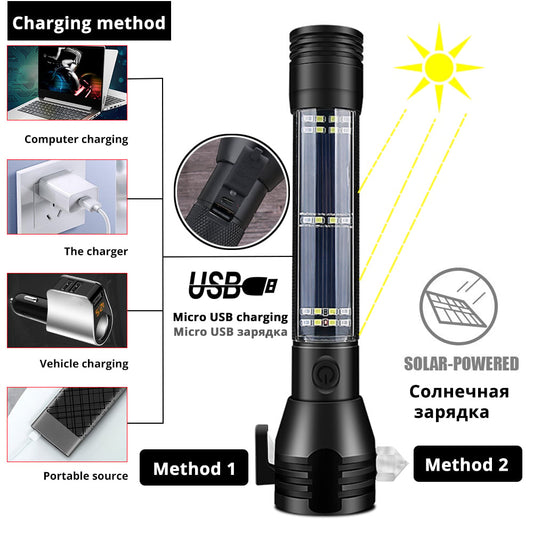 ⏳Limited-time 50% off⏰10-In-1 Solar Power Multi-Function Tactical Flashlight🔦