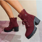 ⏳Limited-time 50% off⏰Women's Chunky Heel Lace Ankle Booties👢