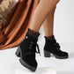 ⏳Limited-time 50% off⏰Women's Chunky Heel Lace Ankle Booties👢