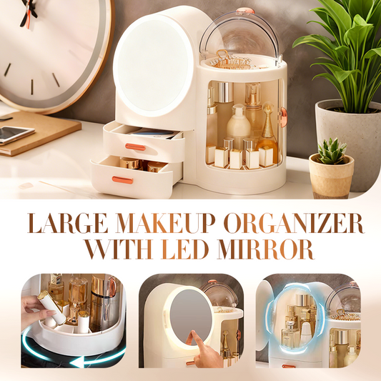 ⏳Limited-time 50% off⏰Large Makeup Organizer with LED Mirror🪞