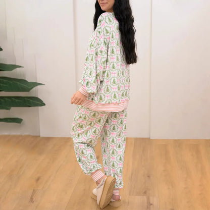 ⏳Limited-time 50% off⏰Cozy Christmas Long-Sleeve Top & Pants Set🌲🎀