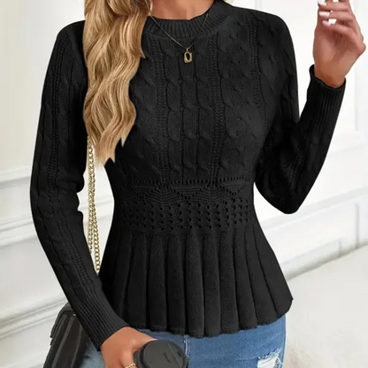 ⏳Limited-time 50% off⏰Women's Chunky-Knitted Crew Neck Peplum Sweater🧶👚