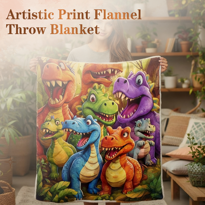⏳Limited-time 50% off⏰Artistic Print Flannel Throw Blanket🦖