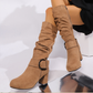 ⏳Limited-time 50% off⏰Women's Suede Mid-Calf Boots with Buckle Detail👢
