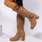 ⏳Limited-time 50% off⏰Women's Suede Mid-Calf Boots with Buckle Detail👢