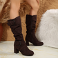 ⏳Limited-time 50% off⏰Women's Suede Mid-Calf Boots with Buckle Detail👢