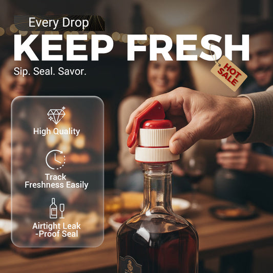 🍷 50% OFF! ✨ PRESS WINE STOPPER - Airtight Seal with Date Tracker, Easy to Use and Remove, Keeps Wine Fresh for Days, Ideal for Home and Gifts 🗓️🎁