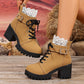 ⏳Limited-time 50% off⏰Lace Trim Chunky Heel Ankle Boots👢