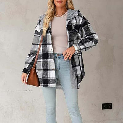 ⏳Limited-time 50% off⏰Women’s Classic Cozy Plaid Hooded Jacket🧥