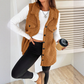 ⏳Limited-time 50% off⏰Women's Warm Fuzzy Long Button-Up Collar Vest🧥