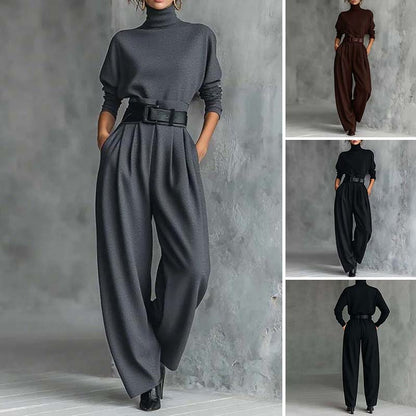 ⏳Limited-time 50% off⏰Women’s Elegant Turtleneck Top & High-Waist Pants Set (Get a Free Belt)👚👖