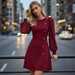 ⏳Limited-time 50% off⏰Elegant Long Sleeve Dress with Asymmetrical Button Detail👗