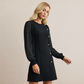 ⏳Limited-time 50% off⏰Elegant Long Sleeve Dress with Asymmetrical Button Detail👗