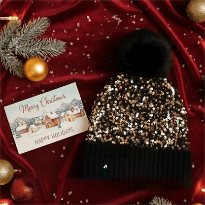 ⏳Limited-time 50% off⏰Winter Sparkly Sequin Pom Beanie👒