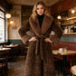 ⏳Limited-time 50% off⏰Women's Leopard Print Fluffy Faux Fur Coat with Belt🧥