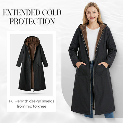 ⏳Limited-time 50% off⏰Women’s Vintage Fuzzy-Lined Long Coat With Hood🧥