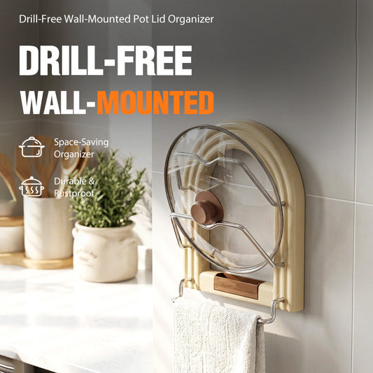 ⏳Limited-time 50% off⏰Drill-Free Wall-Mounted Pot Lid Organizer👩‍🍳